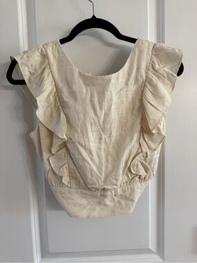 Francesca's Collections Cream Ruffle Crop Top
